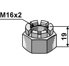 Mutter mit freien Schlitzen M16 – Nachbau