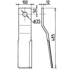 Fléau 485 mm  pour broyeur GYRAX adaptable