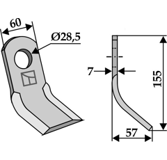 Couteau-Y pour broyeur 155x60mm CABE adaptable - Blacksteel©
