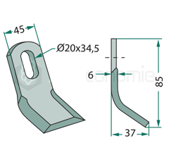 Couteau-Y pour broyeur 85x45mm SEPPI adaptable 
