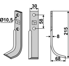 Lame droite pour Fraise/Rotavator BERTOLINI 101909 adaptable -