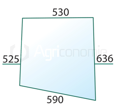Vitre de porte D/G pour machine agricole CASE IH 520619 adaptable
