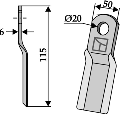 Fléau 115 x 50 x 6 mm pour broyeur HUMUS 32792398 adaptable