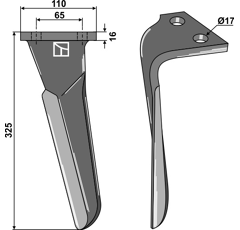 Dent Gauche pour herses rotatives SULKY 980145 adaptable - Blacksteel©