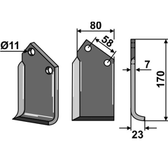 Fräsmesser Rechts 170 x 80 Howard Nachbau