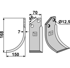 Lame gauche pour Fraise/Rotavator MURATORI 12002901 adaptable -