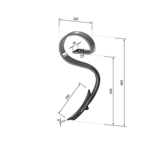 Zinken für Federzinkengrubber KONGSKILDE 45x12mm H:520mm Nachbau