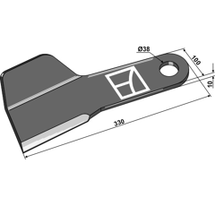 Couteau droit pour broyeur 330mm SPEARHEAD 7770759 adaptable - Blacksteel©
