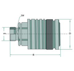 Coupleur femelle M22 x 1,5 mm adaptable