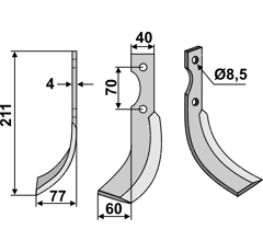 Fräsmesser Links 211 x 40 S.E.P. Nachbau