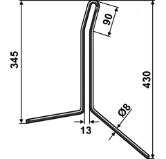 Griffe Ø8mm pour semoir RABE 9006.39.50 adaptable 