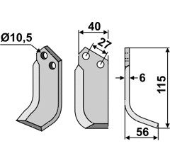 Fräsmesser Rechts 115 x 40 B.C.S. Nachbau