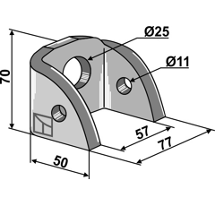 Bride de support 70x50 pour broyeur QUIVOGNE adaptable - Blacksteel©