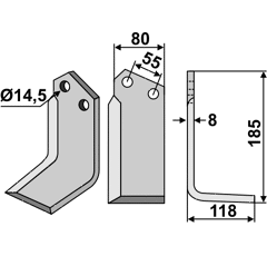 Fräsmesser Rechts 185 x 80 Sicma Nachbau