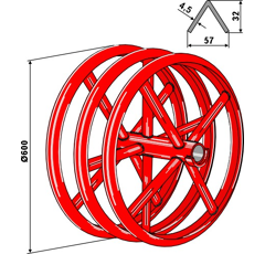 Roue à anneaux pour rouleau VOGEL & NOOT G0322700 adaptable - BlackSteel©