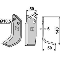 Lame droite pour Fraise/Rotavator PEGORARO 6729 adaptable - Blacksteel©