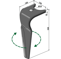 Kreiselgrubberzinken - rechts RHAMA06R Amazone Nachbau