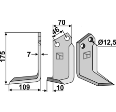 Lame gauche pour Fraise/Rotavator SOVEMA 900111008 adaptable