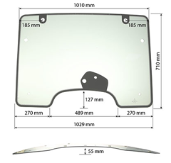 Frontscheibe zum Öffnen, gewölbt und getönt für Landmaschinen DEUTZ - HÜRLIMANN 001422910 Nachbau