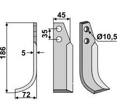 Fräsmesser Links 186 x 45 Nibbi Decimo Nachbau