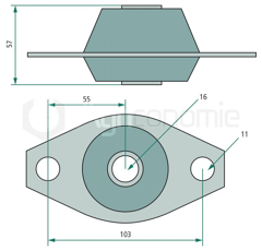 Silentbloc av/arr. pour machines agricoles DEUTZ-FAHR 0.007.5246.0 adaptable