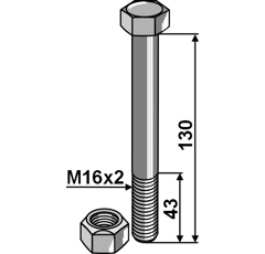 Schraube mit selbstsichernder Mutter 130 mm Nachbau  