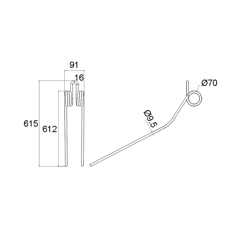 Dent pour andaineur KUHN K8013670 adaptable