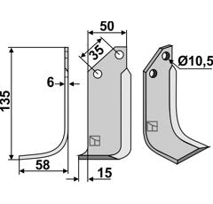 Hoja derecha 255 x 65 x 8 mm para fresadora SIMON adaptable