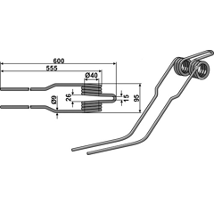 Dent de fenaison pour andaineur DEUTZ-FAHR VF16502735 adaptable - BlackSteel©