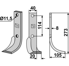 Fräsmesser 40x8x273  RE HOWARD 73000009942V - Nachbau