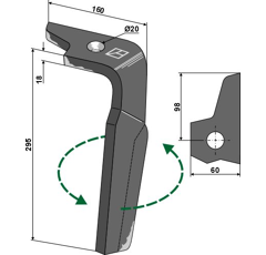Dent gauche pour herse rotative AMAZONE 232981 adaptable - Blacksteel©