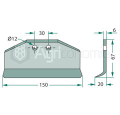 Fléau large 150 x 20 mm pour broyeur HUMUS adaptable