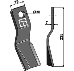 Schlegelmesser 235 x 75 mm für Mulcher VOTEX  3514020 - Nachbau