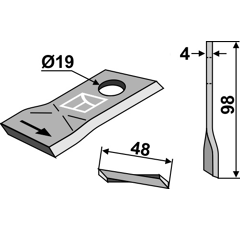 Couteau gauche pour faucheuse BCS TRACTORS 58036090 adaptable - Blacksteel©