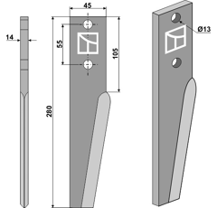 Dent pour herse rotative BREVIAGRI 0033054 adaptable 