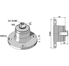 Paliers pour cover-crops courts Ø 168 mm adaptable - BlackSteel©