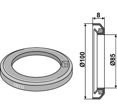 Bague frontale Ø 100 x Ø 85,5 x 8 mm pour déchaumeur adaptable