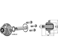 Palier avec arbre pour machine agricole KVERNELAND 060624 adaptable - BlackSteel©