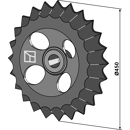 Roue dentée en fonte Ø 450 mm GGG50 pour rouleau GÜTTLER 75408000 adaptable - BlackSteel©