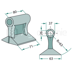 Marteau pour broyeur 71x80mm BOMFORD 03958.01 Adaptable 