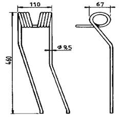 Schwaderzinken für Heuwender KUHN 57644000 GW164 - Nachbau