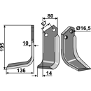 Fräsmesser Links 195 x 80 Muratori Nachbau