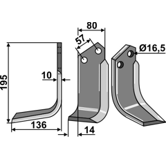 Fräsmesser Links 195 x 80 Muratori Nachbau