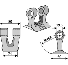 Marteau pour broyeur 74x80mm BOMFORD 03.958.01 Adaptable Blacksteel©