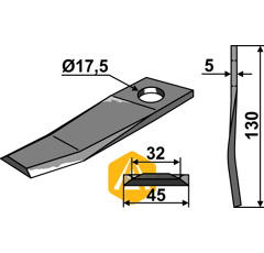 Couteau pour faucheuse NEW HOLLAND 534.744 adaptable - Blacksteel©