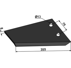 Soc à ailette droit pour déchaumeur UNIA 1738/05-004/0 adaptable
