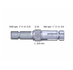 Arbre de prise de force 234 mm pour machine agricole JOHN DEERE AT29707 adaptable