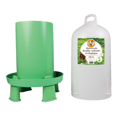 Abreuvoir double cylindre avec pieds ligne verte - CHICK'A