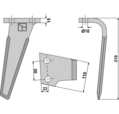 Dent droite pour herse rotative LANDSBERG MAE030146M adaptable - BlackSteel©