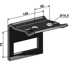 Halter 60 x 60 mm für Zinken Nachbau